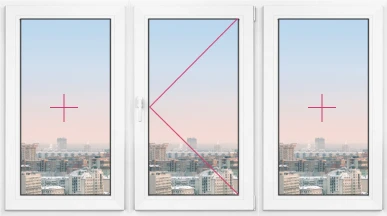 Трехстворчатое окно Rehau Brillant 1800x1800 - фото - 1