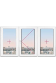 Трехстворчатое окно Rehau Grazio 1960x1960 - фото - 1